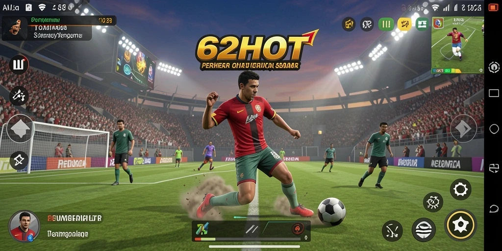 Screenshot gameplay 62HOT menampilkan aksi olahraga yang dinamis.