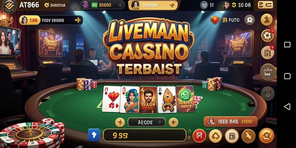 Screenshot utama AT866 menampilkan dealer langsung dalam aksi permainan Live Casino.