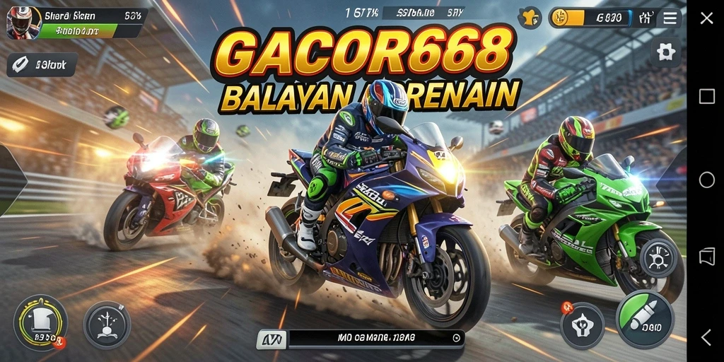 Screenshot yang menampilkan aksi balapan motor di GACOR668.