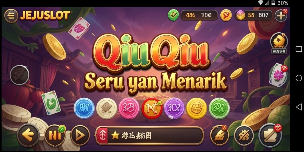 Tampilan gameplay seru dari JEJUSLOT yang menampilkan kartu QiuQiu.