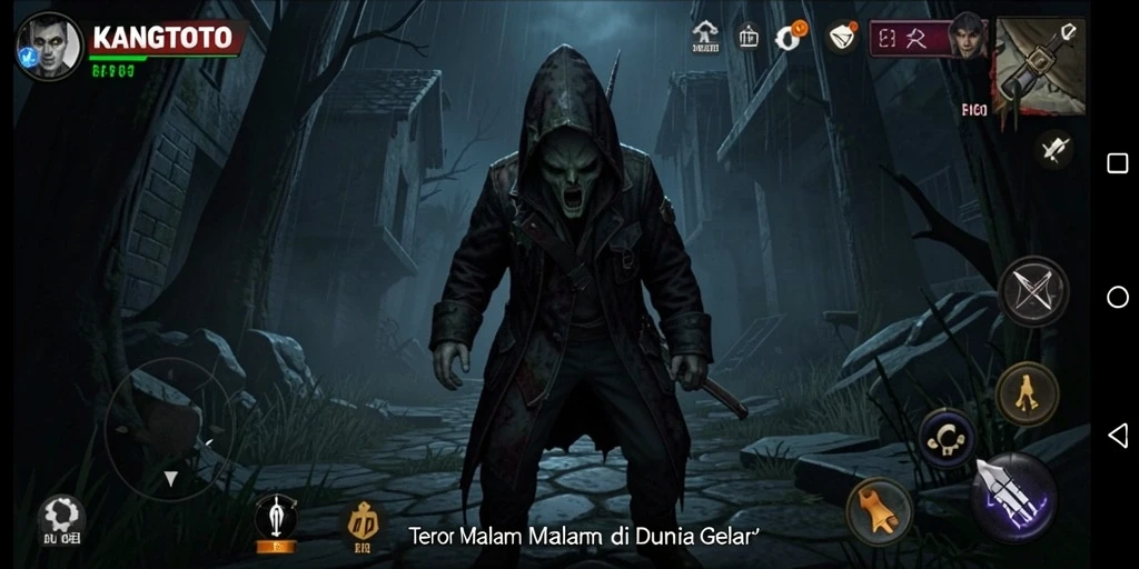 Screenshot gameplay KANGTOTO yang menyeramkan dan mencekam.