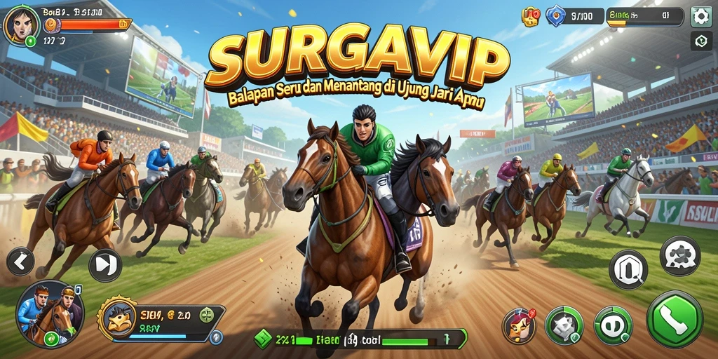 Tangkapan layar gameplay <strong>SURGAVIP</strong> yang menampilkan aksi balapan seru.